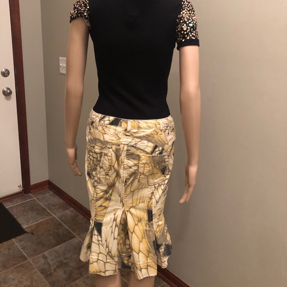 COPY - Just Cavalli Jean Skirt Size 44 US 8 Midi Low Rise - Picture 2 of 16